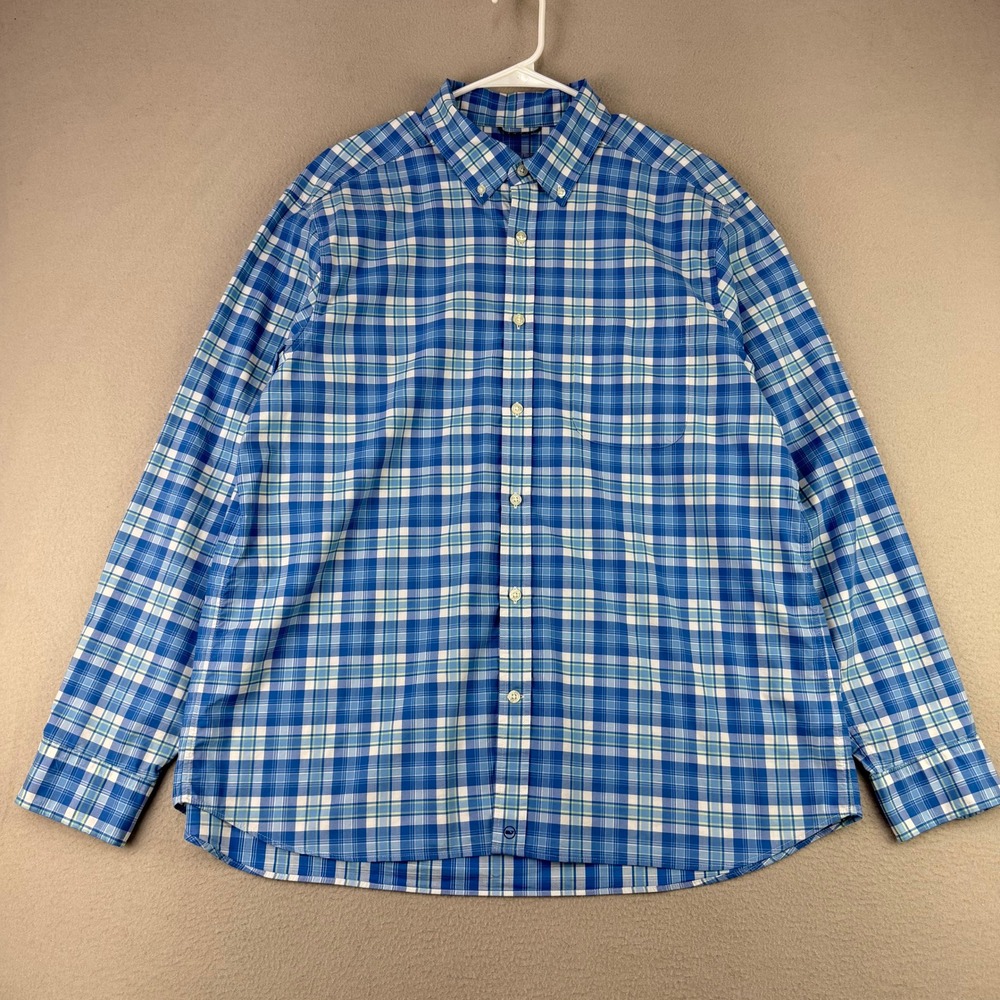 Vineyard Vines On-The-Go Performance Shirt Mens XL Blue‎ Plaid Button Down Brrr